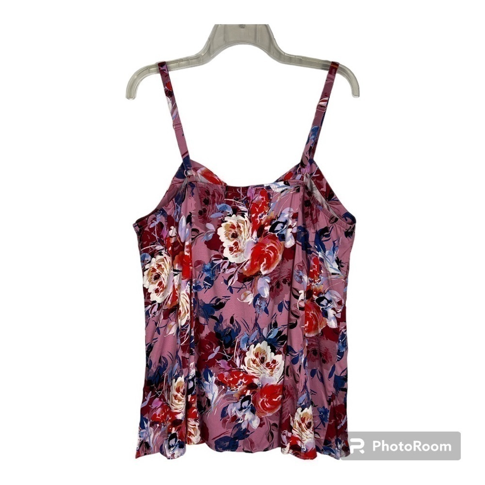 Torrid Blush Pink Fit & Floral Challis Stretch Camisole Top Sz 1 - Picture 3 of 9